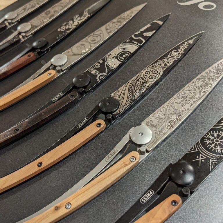 Deejo engraved knifes Custom art