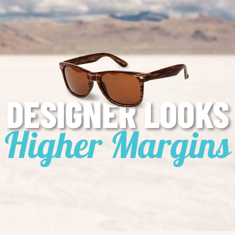 desert sunglass logo image with one pair of brown sunglasses