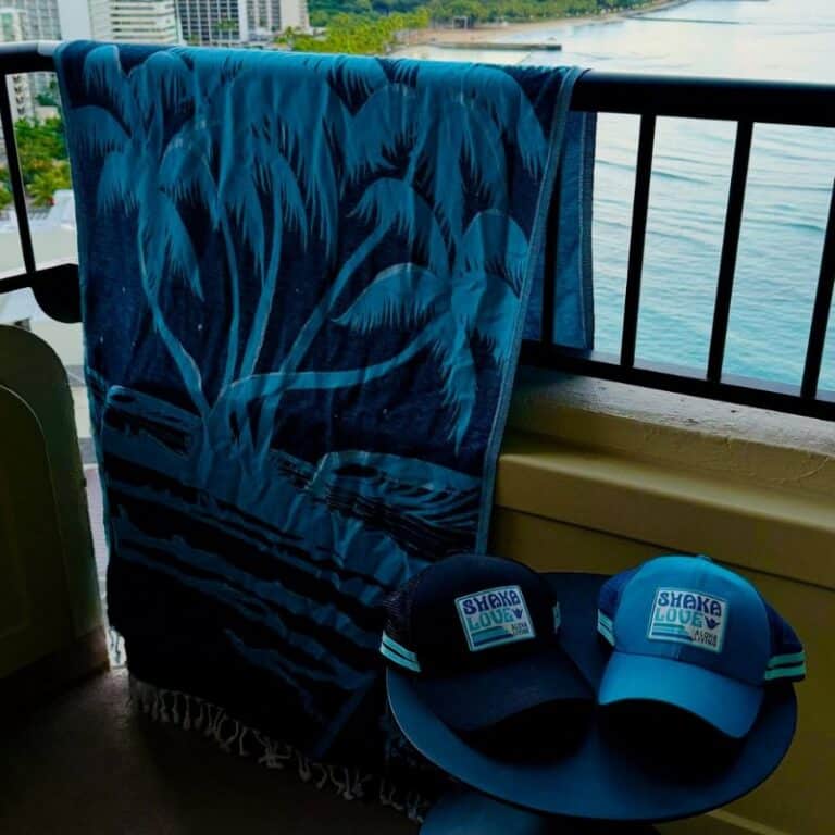 Shaka Love towels and hat